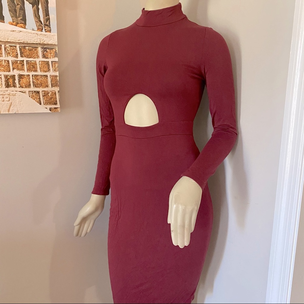 Burgundy Cut-out Dress